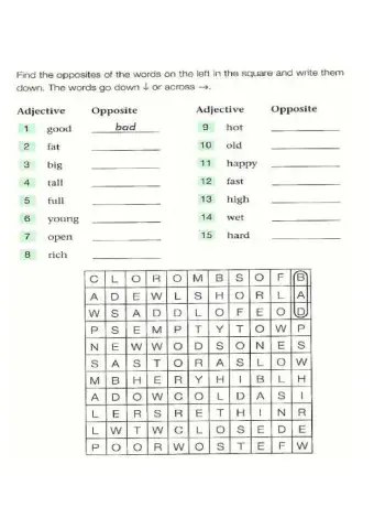 Opposites: ADJECTIVES