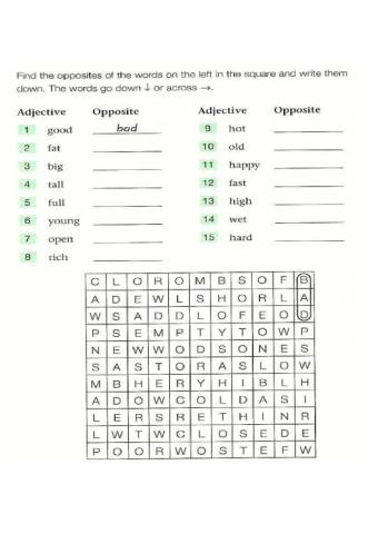Opposites: ADJECTIVES