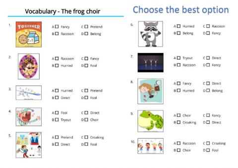Vocabulary - The frog choir