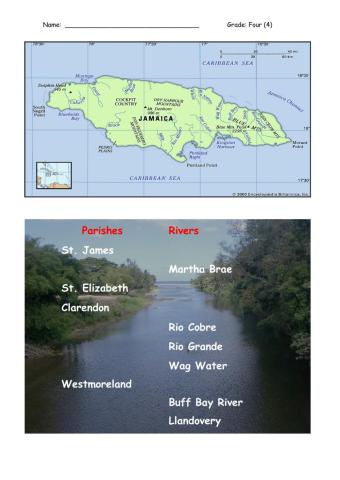 Jamaica's  Major Rivers and their Parishes