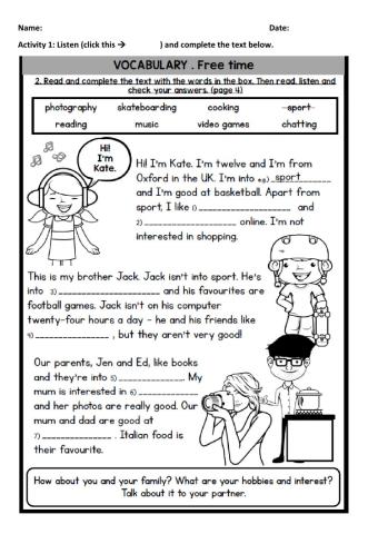 Year 5 Starter Unit - Listening activity