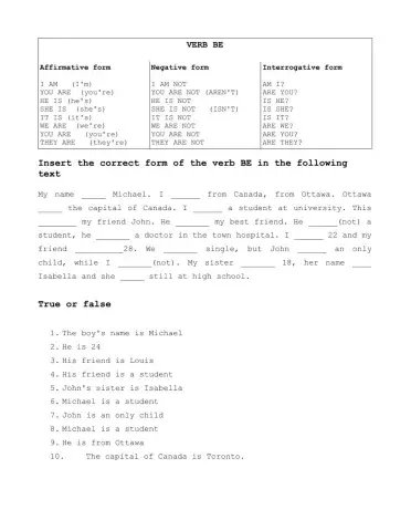 Present of the verb BE