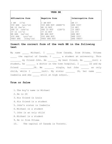 Present of the verb BE