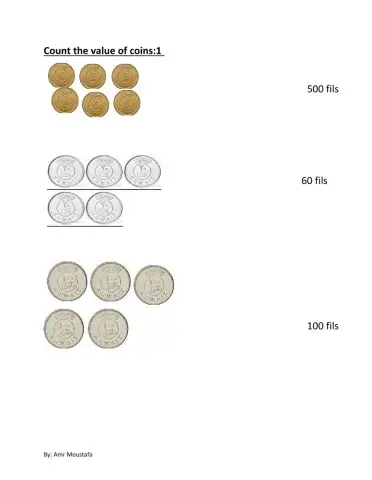 Count the value of Kuwaiti coins English version 1
