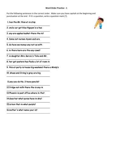 Word Order Practice 1