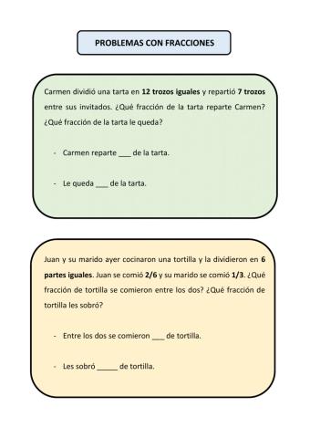 Problemas con fracciones