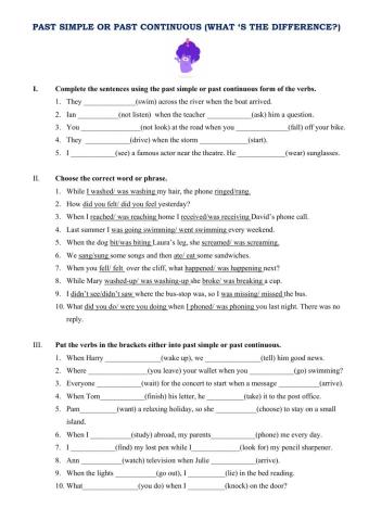 Past simple or past continuous (6th form)