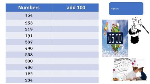 Mentally Add 10 or 100