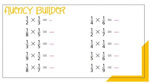 Fluency Builder - Multiplication of fractions