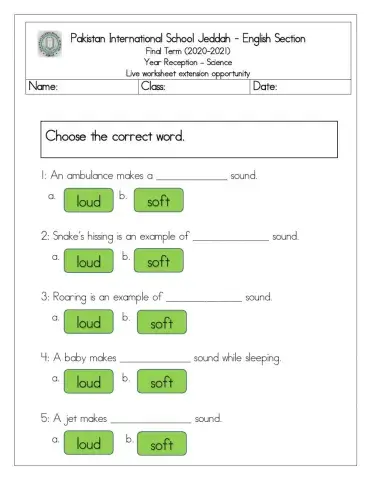 Science live worksheet sources of sound