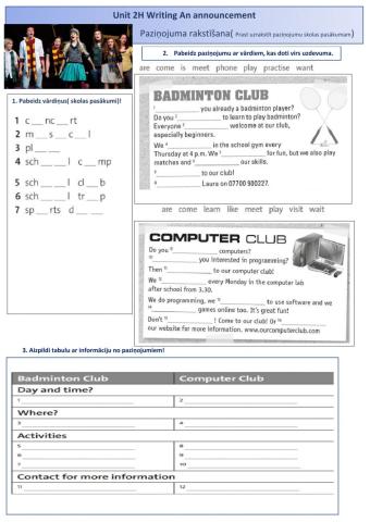 Writing an annoncenment.
