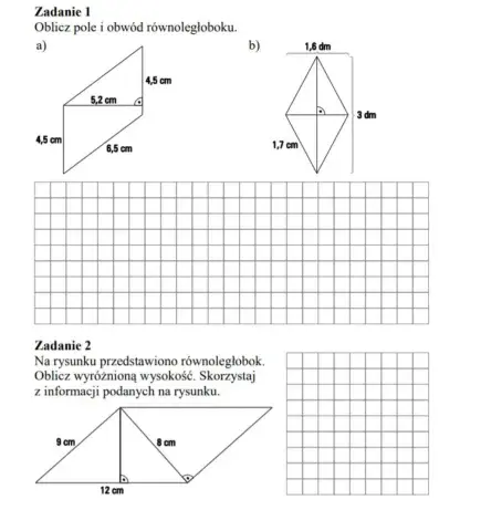 Pole równoległoboku i rombu