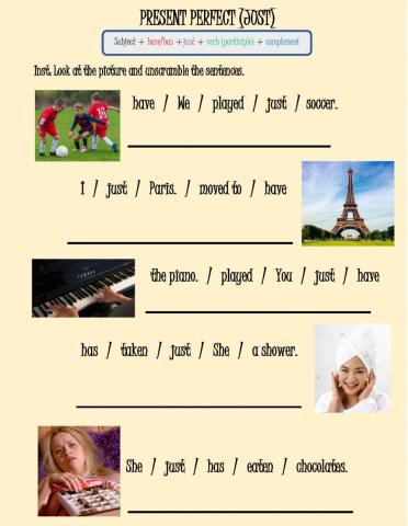 Present perfect (just)