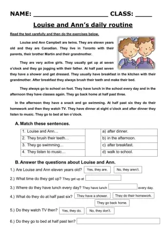 Louise and Ann's daily routine