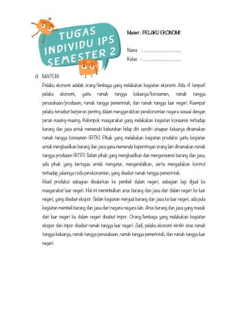 LKPD Ips Pelaku Ekonomi kelas 8