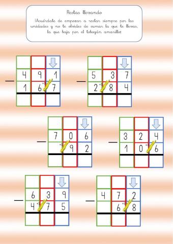 Restas llevando decenas o centenas