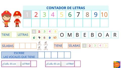 Contador de letras: BOMBERO-BEMBERA