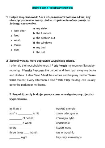Brainy 5 unit 4 vocabulary