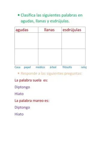 Acentuación hiato diptongo