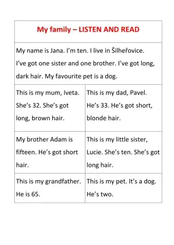 My family - LISTEN AND REPEAT