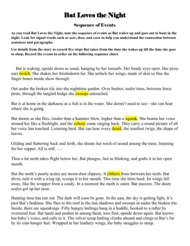 Bat Loves the Night Sequence Chart