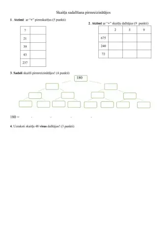 Skaitļa sadalīšana pirmreizinātājos