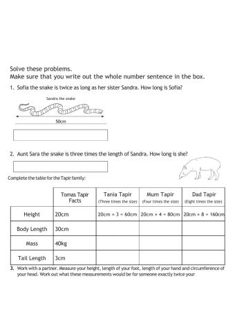 Solving - Multiplication word Problems
