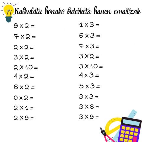 Buruzko kalkulua (biderketak)