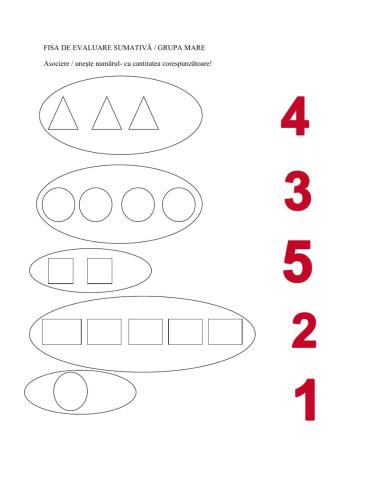 Evaluare sumativă  - figuri geometrice - cifrele 1-5