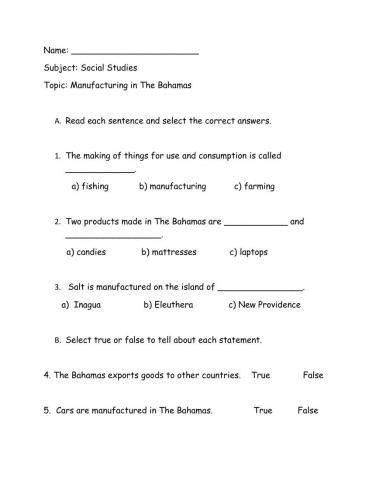 Manufacturing in The Bahamas