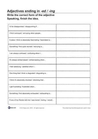 Participial adjectives
