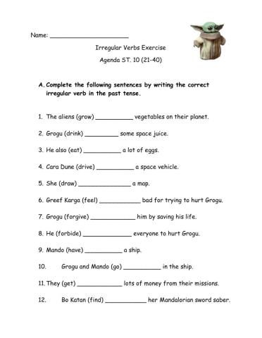 Past Simple Irregular Vebrs Mandalorian