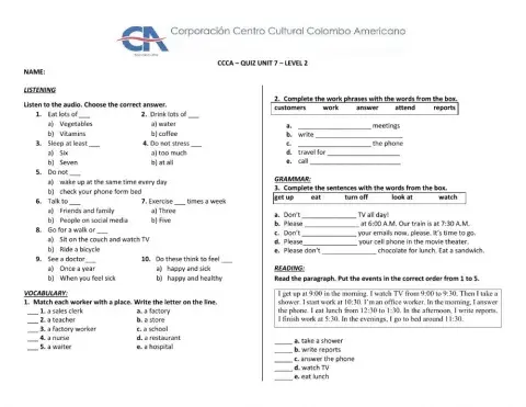 Level 2: Quiz Unit 7