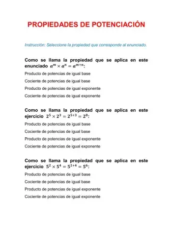 Propiedades de la poteciación