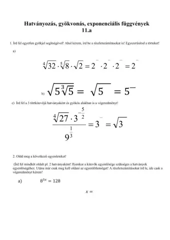 Törtkitevő, n-edik gyök