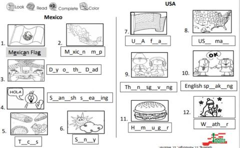 Traditions,weather and food Mexico and USA