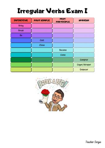 Irregular Verbs Test I