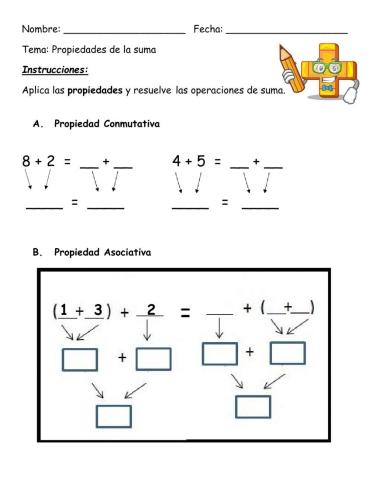 Propiedades de la suma: Conmutativa y asociativa