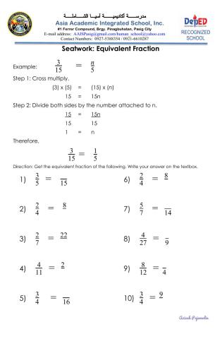 Equivalent Fractions