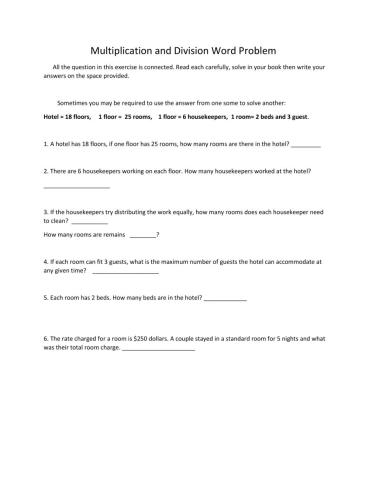 Division and Multiplication  Word Problems