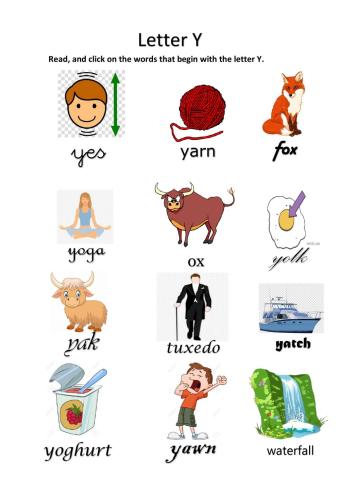 Read words with beginning Y