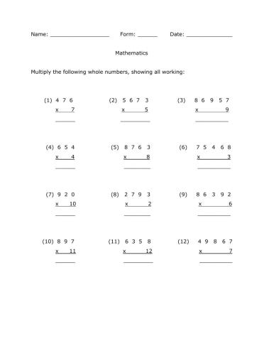 Multiplying by 1-Digit Whole Numbers