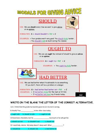 Modal for giving advice