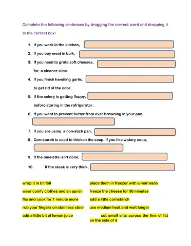 Completing sentence on recipe