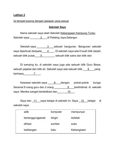 LATIHAN ASAS KARANGAN 