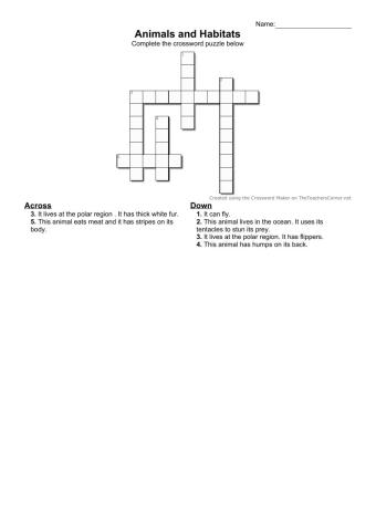 Animals crossword