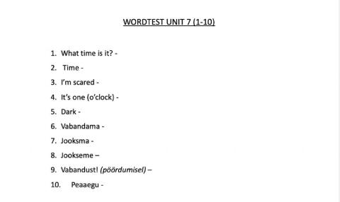 Wordtest Unit 7 (1-10)