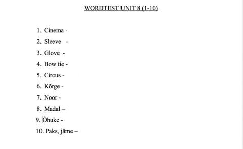 Wordtest Unit 8 (1-10)