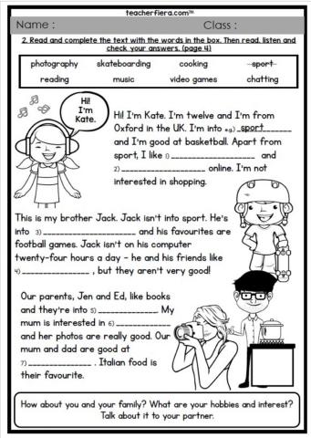 Freetime (Hobbies - Interest) Worksheet 1