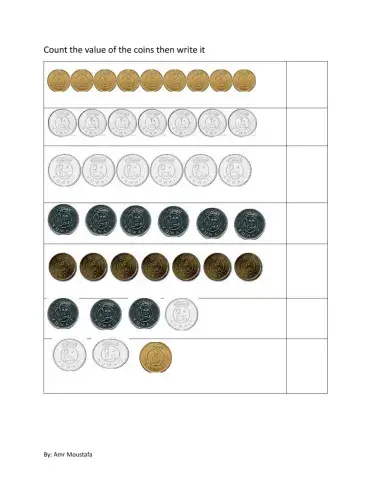 Count the value of the  Kuwaiti coins then write it